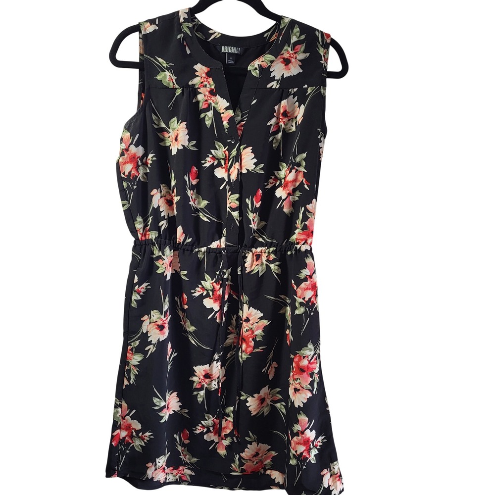 Soieblu Black Floral‎ High Low Wrap Dress  Size M Short Sleeve Feminine Chiffon